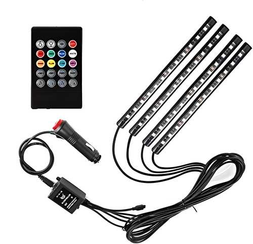 AutoBizarre 12 LED Multicolor Music Controlled Sound Activated for Car Interior